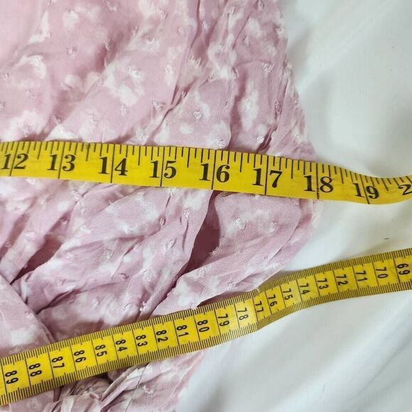 Everly Pink and White Swiss Dot Wrap Dress Size L G18 - Picture 6 of 11